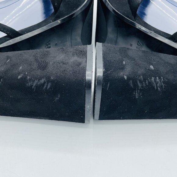 Zara Sandals Womens 8.5 /EU39 Black Y2K Square Ankle Strap Chunky Block Heel - Picture 9 of 13